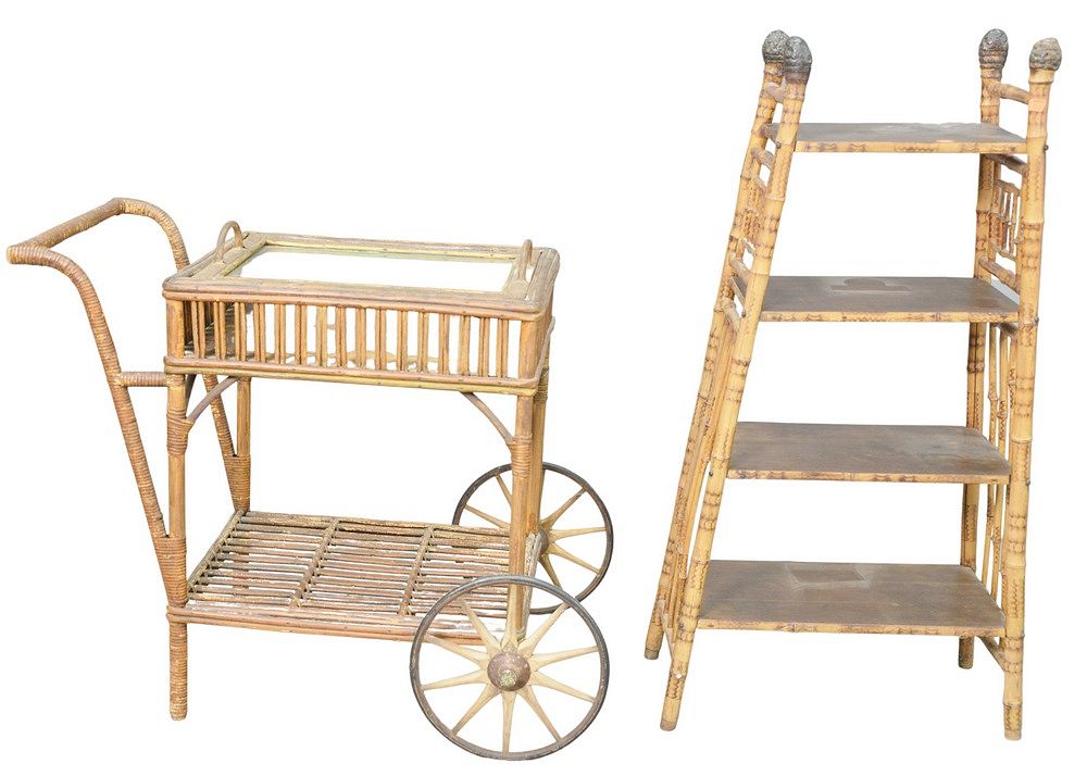 Appraisal: Two Piece Lot to include four tier bamboo shelf along