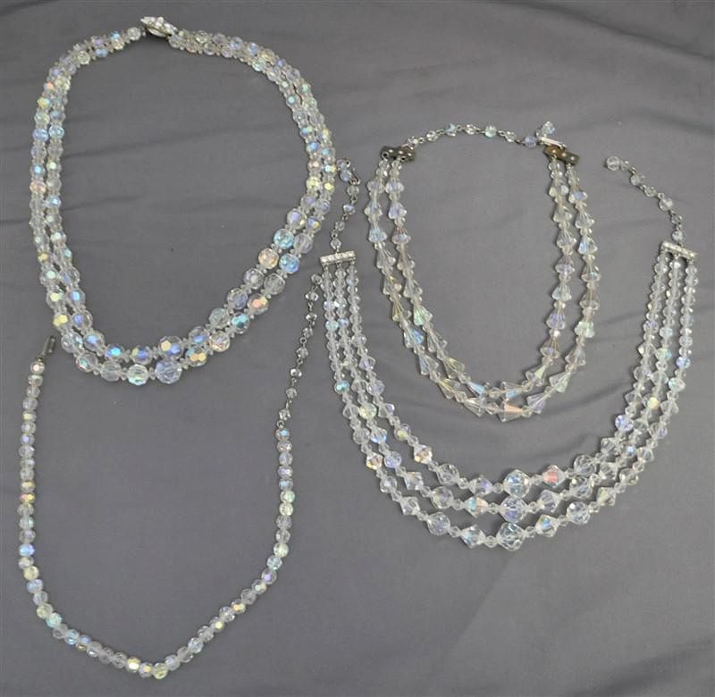 Appraisal: ART DECO s CRYSTAL NECKLACES Four - Art Deco Crystal