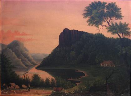 Appraisal: CONTINENTAL SCHOOL th century LANDSCAPES WITH FIGURES PAIR OF OILS