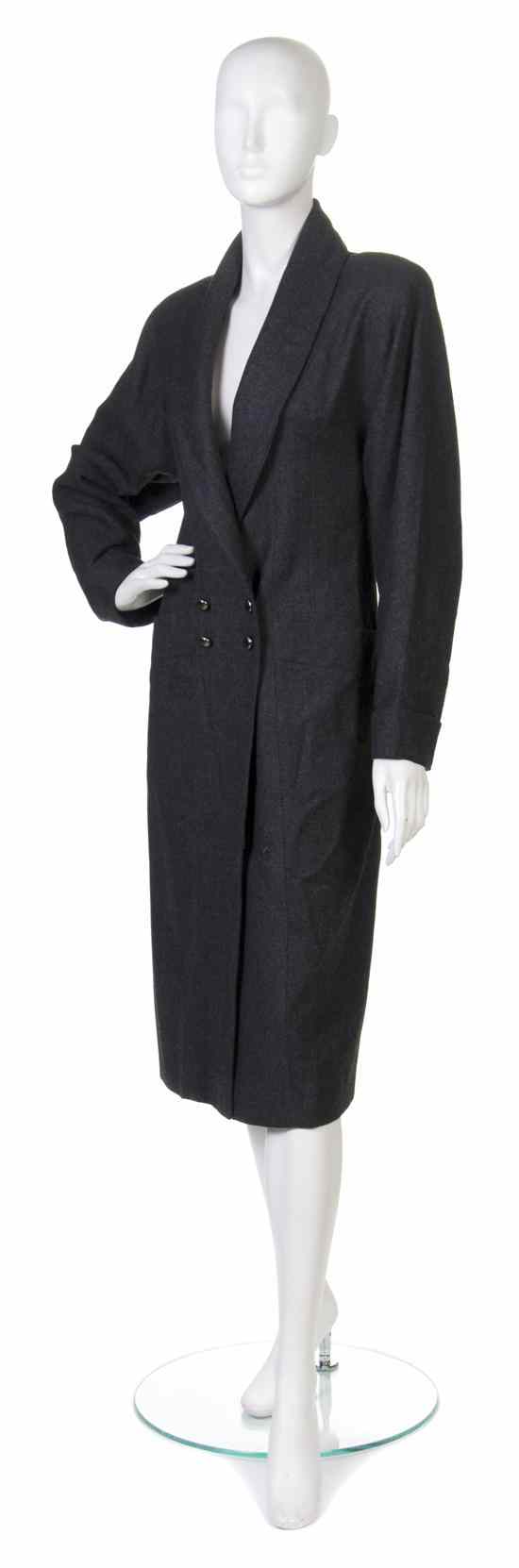 Appraisal: A Chloe Gray Wool Coat shawl collar dark silvertone buttons