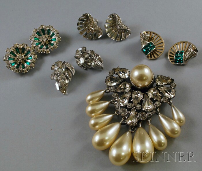 Appraisal: Small Group of Paste and Rhinestone Costume Jewelry an Eisenberg