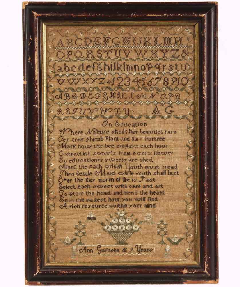 Appraisal: TH C SAMPLER - Alphabet Numbers and Poetry Sampler with