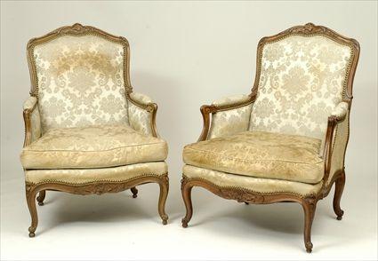 Appraisal: Pair of Louis XV-Style Carved Beechwood Berg res x in