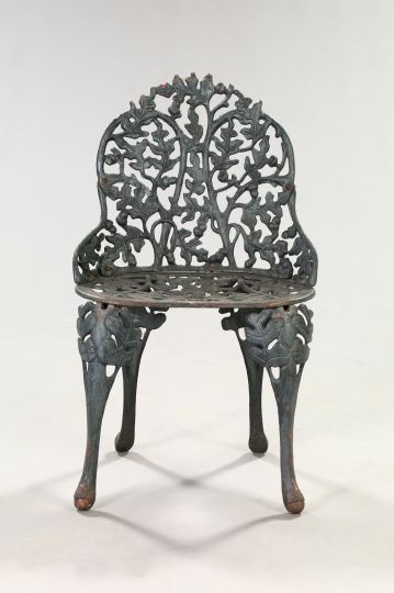 Appraisal: American Acorn and Oak-Leaf -Pattern Cast-Iron Garden Chair first quarter