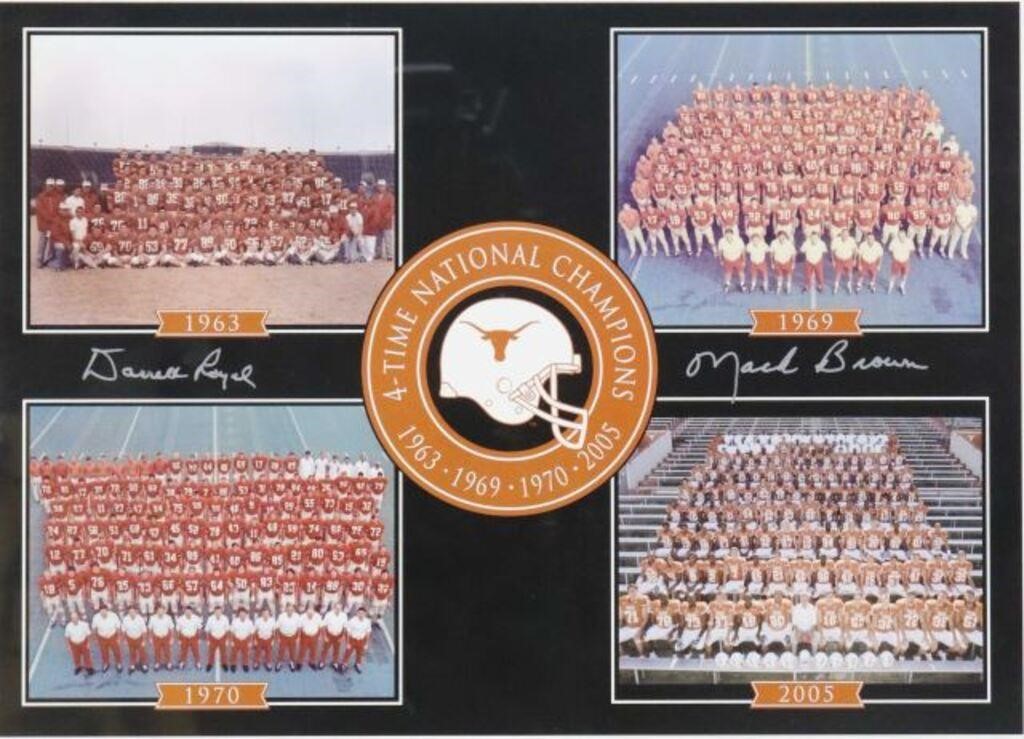 Appraisal: DARREL ROYAL MACK BROWN SIGNED TEXAS CHAMPSFramed University of Texas