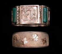 Appraisal: Two Sterling Bracelets ca Early th Century The first sterling