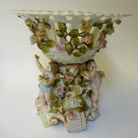 Appraisal: A SITZENDORF PORCELAIN TABLE CENTREPIECE late th century the rose