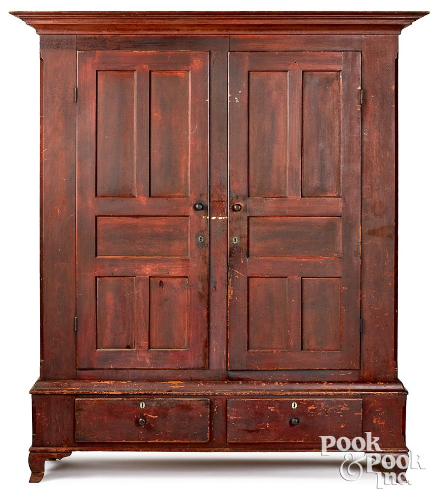 Appraisal: Pennsylvania painted pine schrank ca Pennsylvania painted pine schrank ca