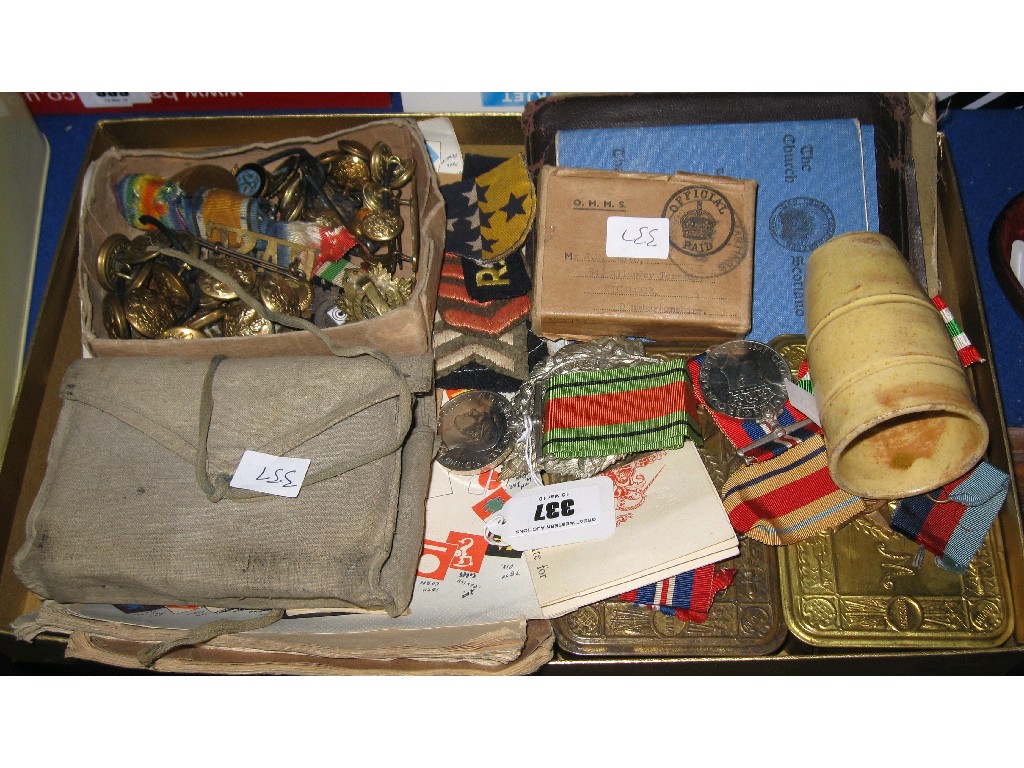 Appraisal: Lot comprising World War II group of medals Christmas boxes