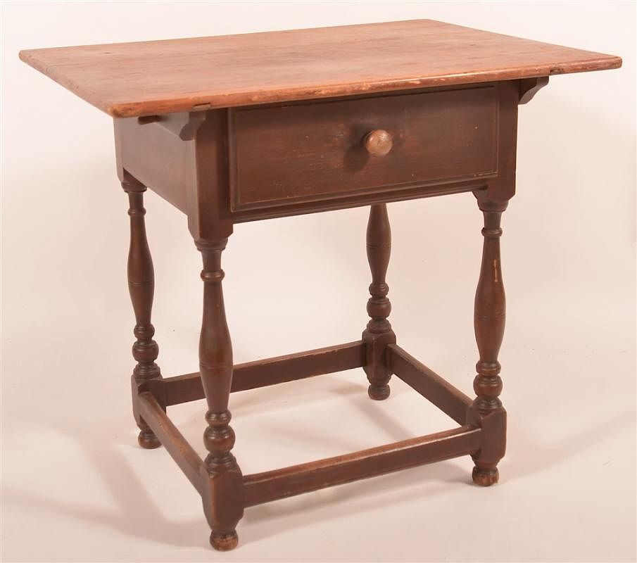 Appraisal: th C PA Stretcher Base Table th C PA Stretcher