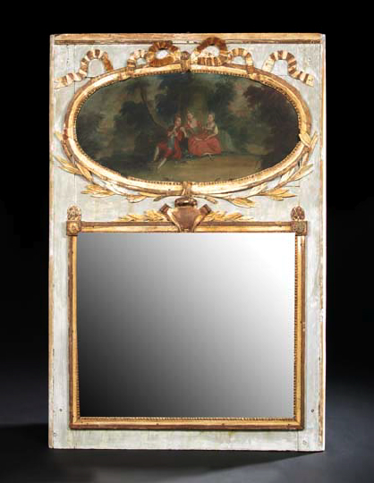 Appraisal: Louis XVI Carved Gilded and Deux-Couleur-Painted Trumeau fourth quarter th