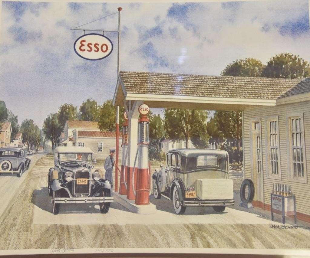 Appraisal: Six Jack Schmitt artist proof prints of colorful gas stations