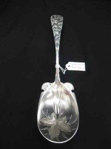 Appraisal: Victorian Sterling Silver Berry or CasseroleSpoon elaborate bright cut floral