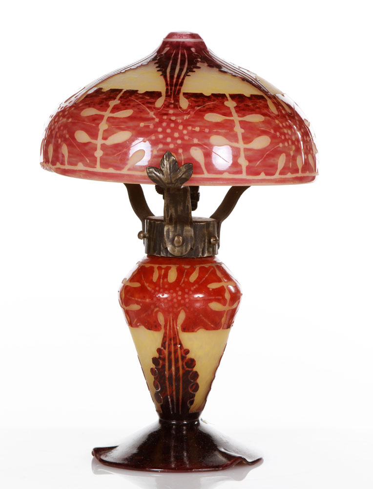 Appraisal: - th C Le Verre Francais Art Glass Lamp Early