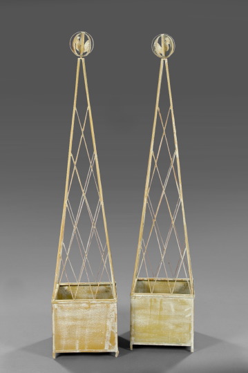 Appraisal: Tall Pair of French Sheet and Tubular Iron Jardinieres in