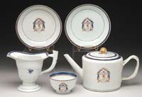 Appraisal: FIVE PIECE PARTIAL CHINESE EXPORT TEA SET Set consists of