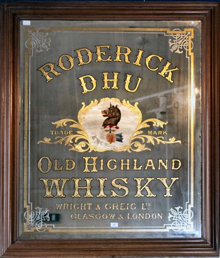 Appraisal: A Victorian pub mirror Roderick Dhu Highland Whisky Wright Greig