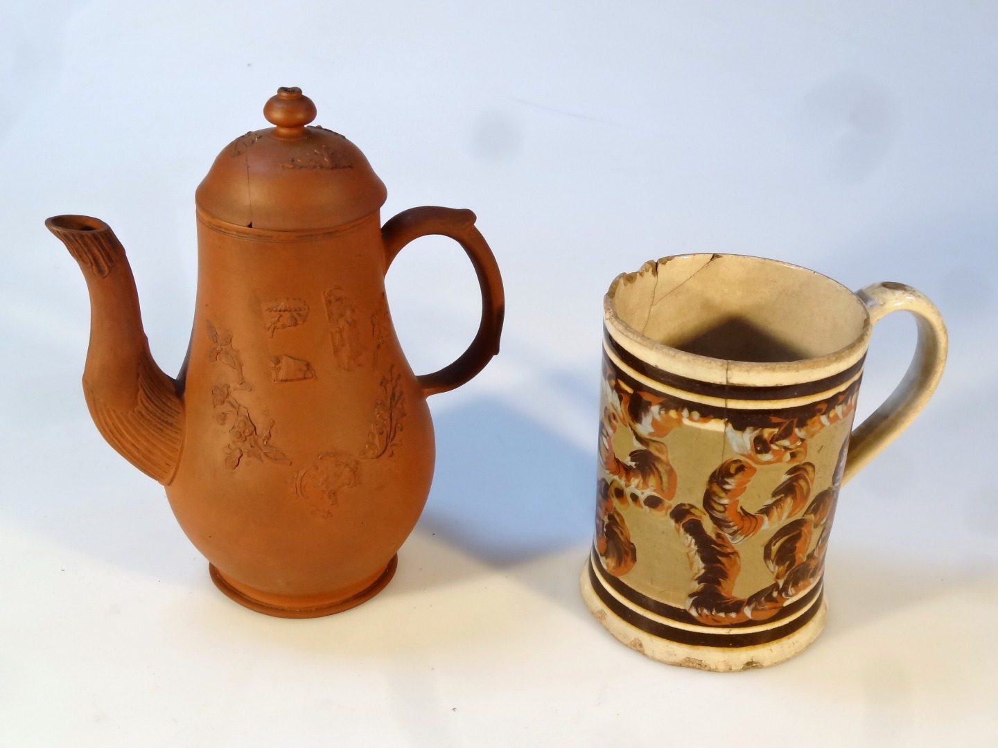 Appraisal: A late thC Staffordshire redware coffee pot the domed top