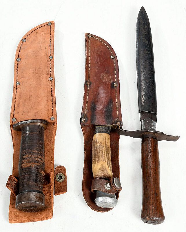 Appraisal: Group of Three Fixed Blade Knives Cattaraugus Q in blade