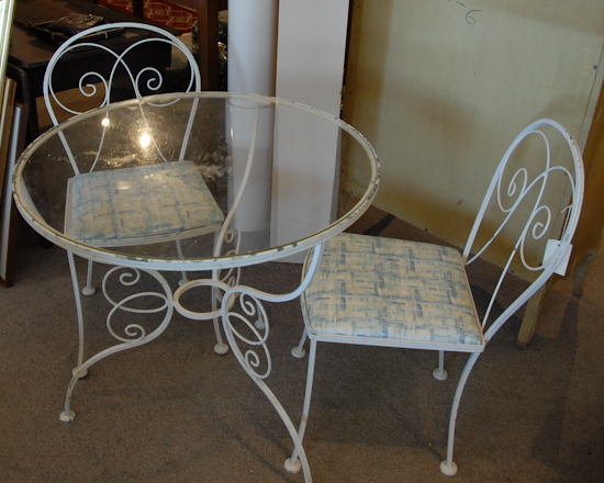 Appraisal: Glass-top Table and Two Chairs