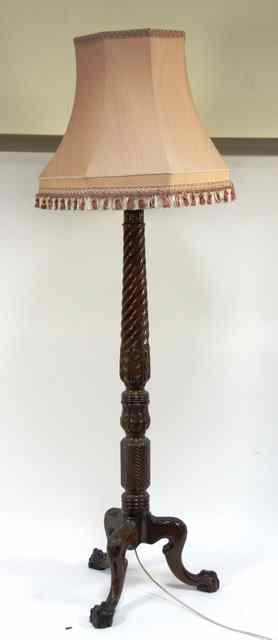 Appraisal: A th century mahogany bed post converted to a lamp