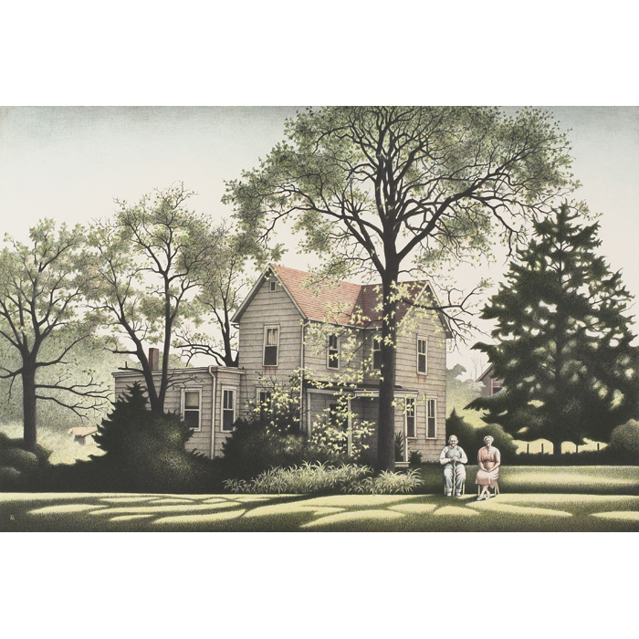 Appraisal: Roger Medearis American - Evening Watch seven-plate color lithograph x