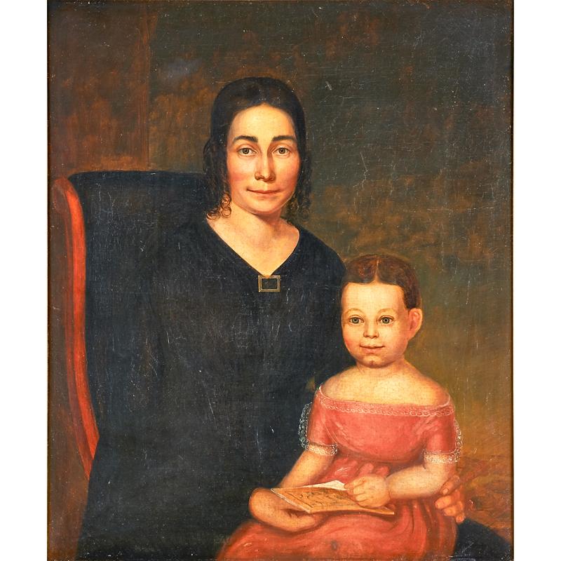 Appraisal: TH C AMERICAN SCHOOL PORTRAIT Oil on canvas of mother