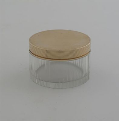 Appraisal: A modern ct gold mounted glass dressing table jar with