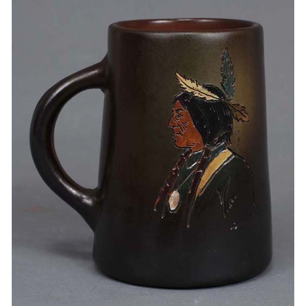 Appraisal: Weller Dickensware II Mug Indian signed by A Dunlavy