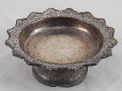 Appraisal: A Chinese white metal tests silver tazza the rim embossed