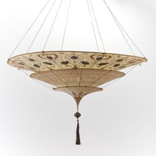 Appraisal: Fortuny Scherazade three tiered silk chandelier Fortuny Scherazade three tiered