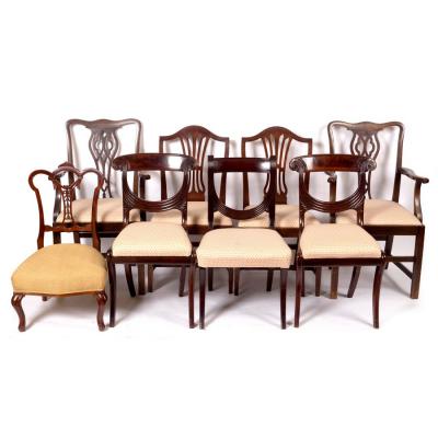 Appraisal: A pair of Regency mahogany bar back dining chairs a