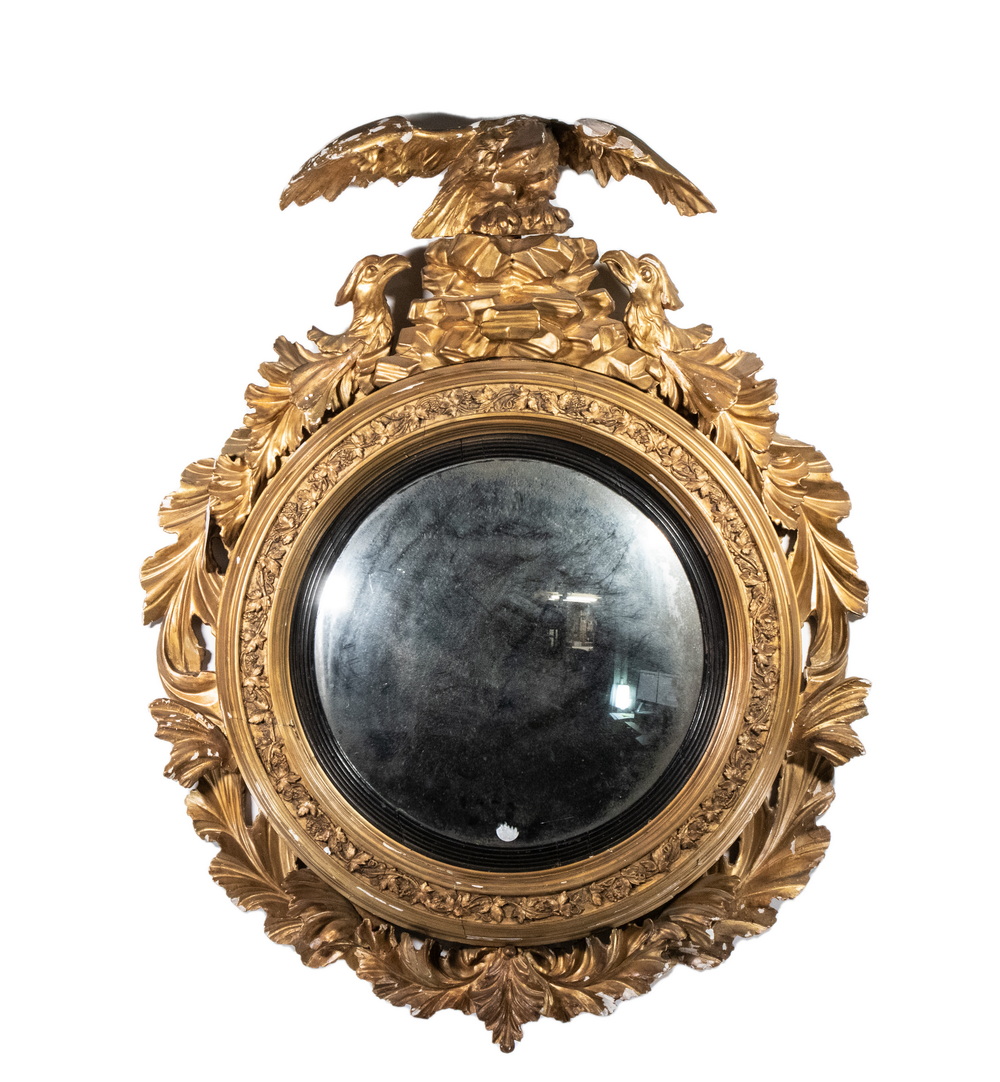 Appraisal: AMERICAN BULLSEYE MIRROR Circa Round Giltwood Bullseye Mirror topped with