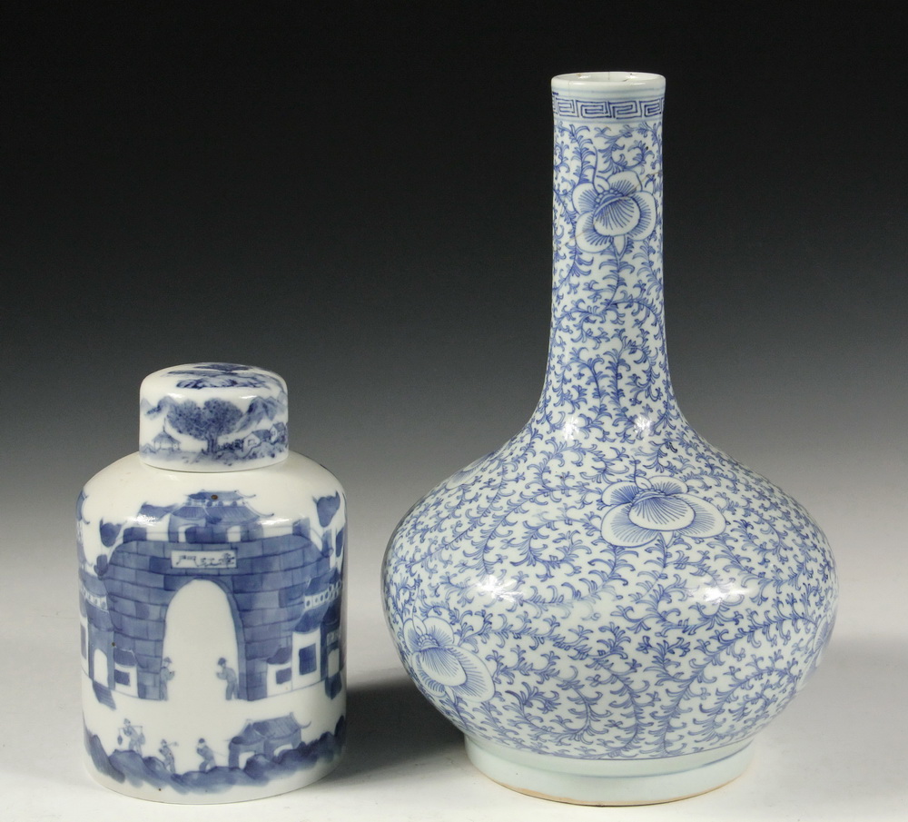 Appraisal: PCS CHINESE BLUE WHITE PORCELAIN - Large Bottle Vase with