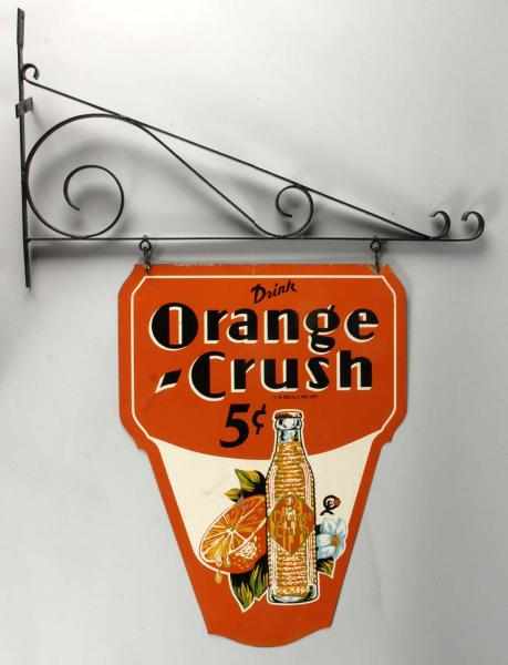 Appraisal: Rare Tin -Sided Orange Crush Sign Description Nice large die-cut