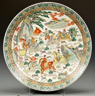 Appraisal: Famille Verte Charger Battle Scene Monumental Chinese Famille Verte porcelain