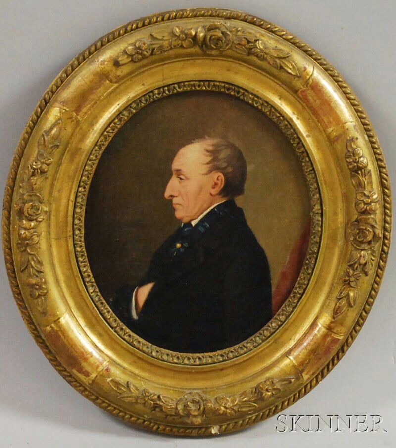 Appraisal: American School th Century Profile Portrait of a Gentleman Unsigned