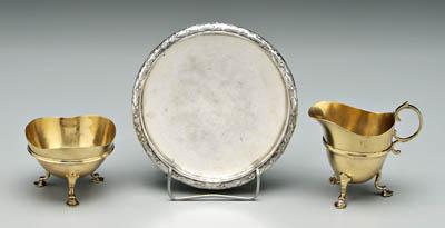 Appraisal: Three pieces silver pair gilt silver creamer and sugar three