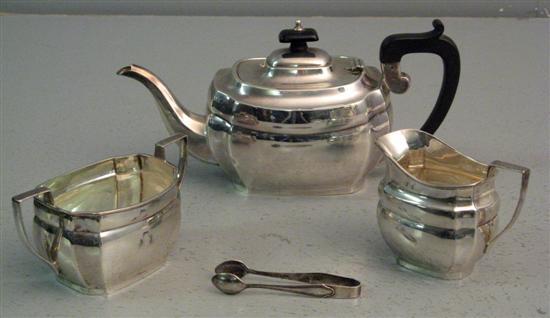 Appraisal: George VI silver three piece oval tea service comprising tea