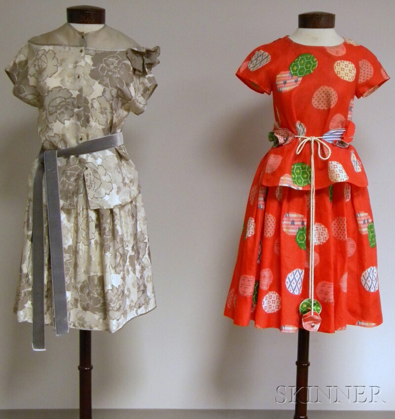 Appraisal: Two Geoffrey Beene Lady's Ensembles a polka dot red linen