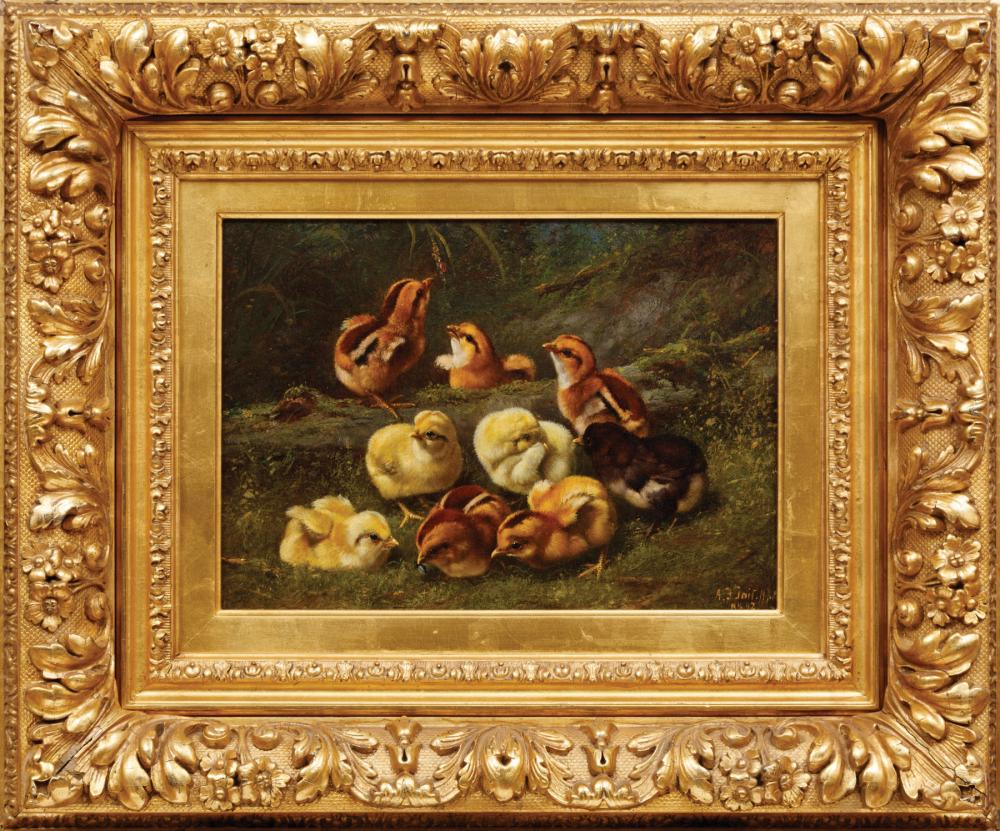 Appraisal: Arthur Fitzwilliam Tait British - Baby Chickens in a Landscape