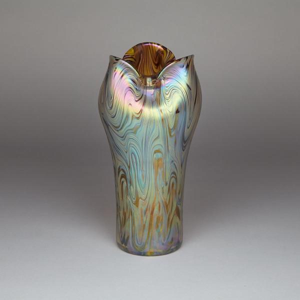 Appraisal: Rindskopf Iridescent Glass Vase early th century with trefoil rim