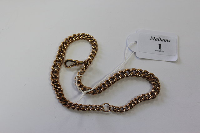 Appraisal: A CT GOLD WATCH CHAIN of graduated curb links approximately