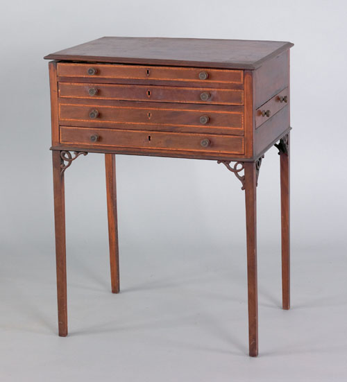 Appraisal: George III mahogany work stand late th c with a