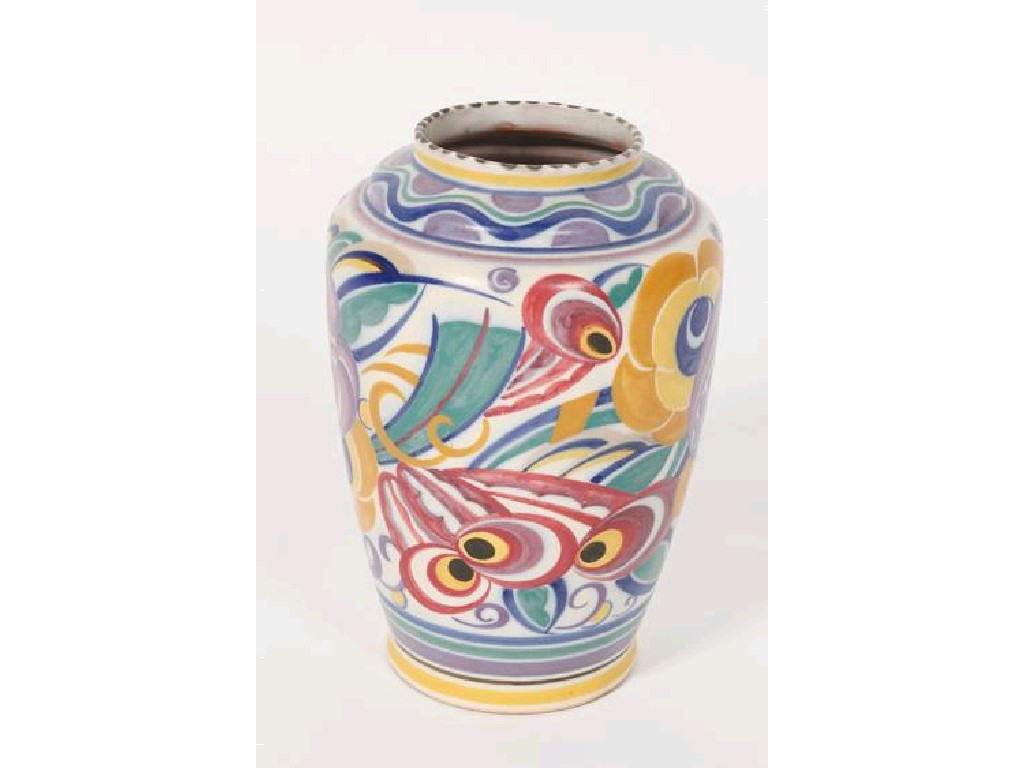 Appraisal: A CARTER STABLER ADAMS BALUSTER VASE decorated with a bold