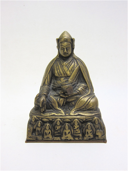 Appraisal: BRASS BRONZE ALLOY FIGURAL SCULPTURE of seated Buddha figure Height