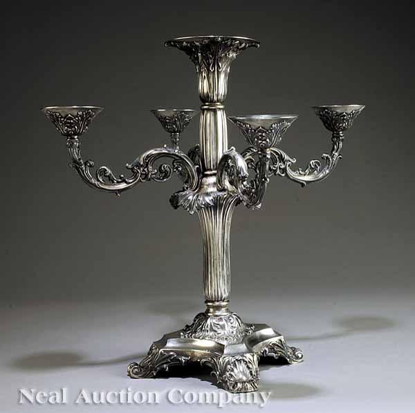 Appraisal: An Antique English Silver Epergne Walker and Hall Sheffield late