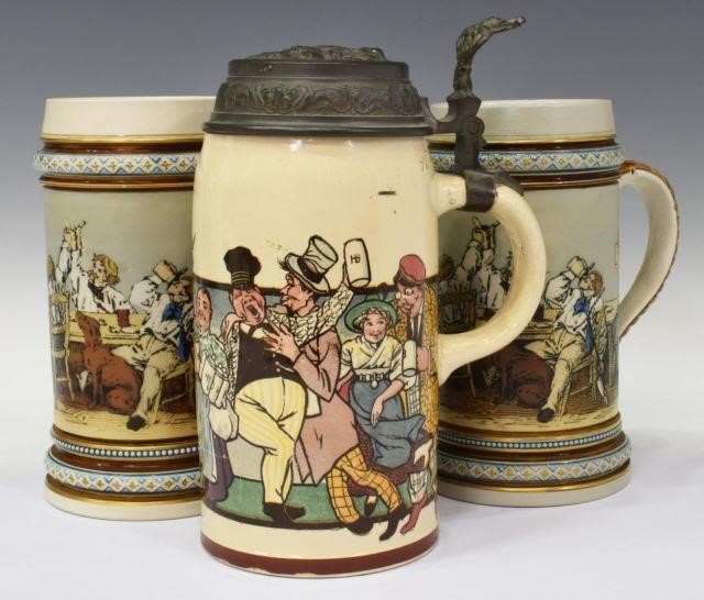 Appraisal: lot of German Mettlach stoneware steins including Students L steins