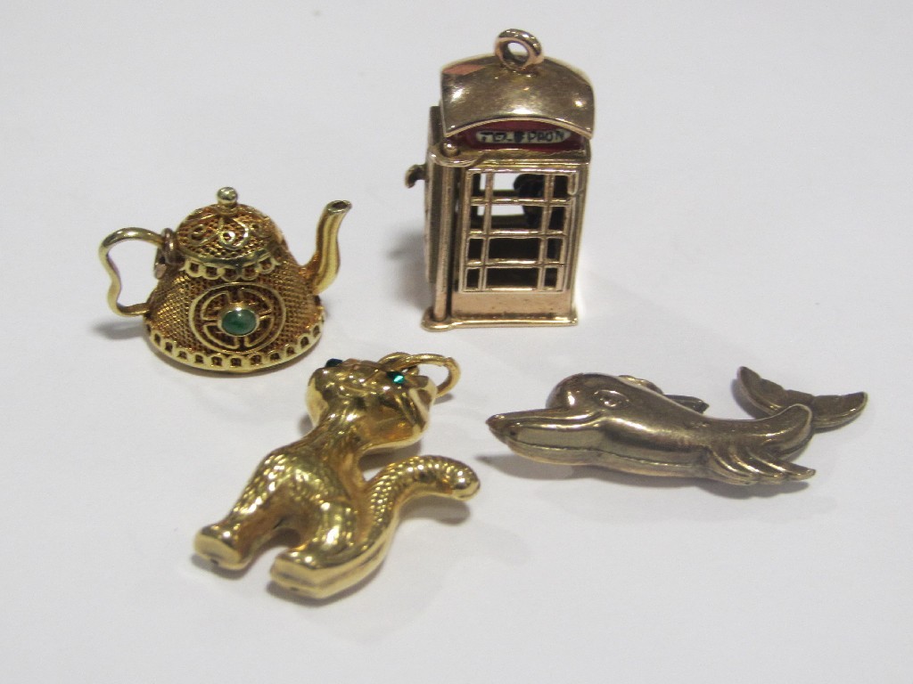 Appraisal: Lot comprising ct gold teapot charm and three ct gold