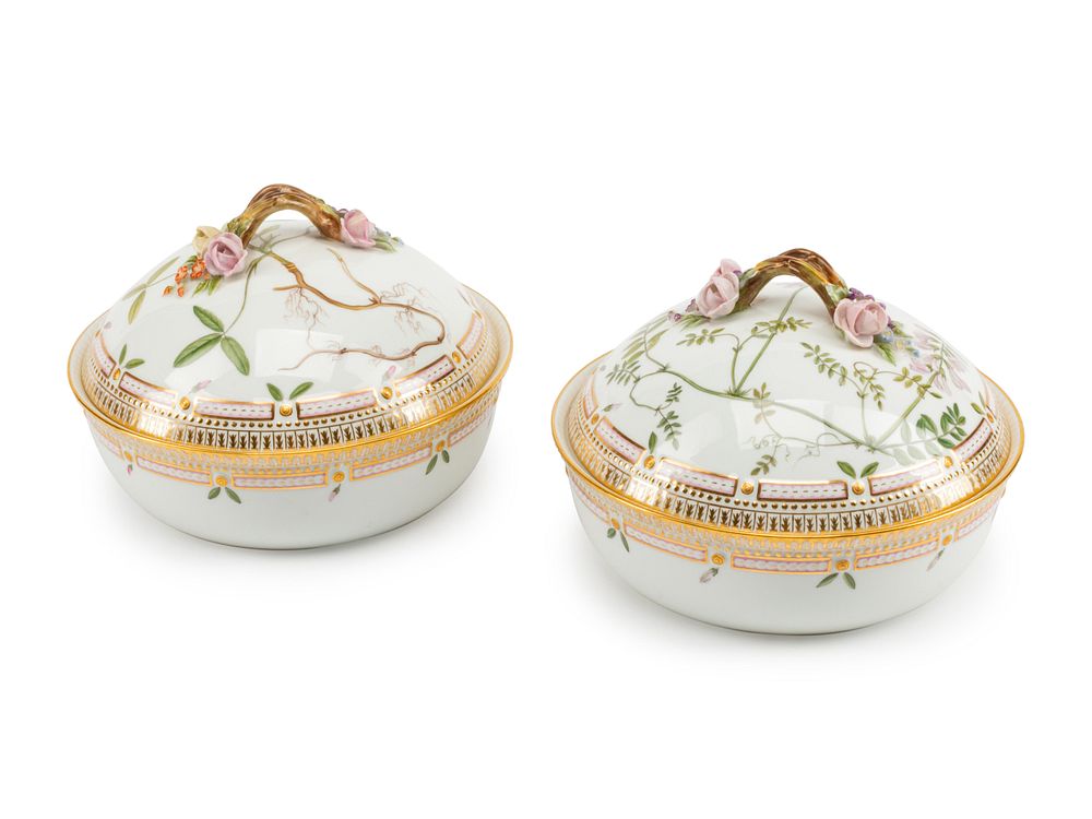 Appraisal: A Pair of Royal Copenhagen Flora Danica Porcelain Covered Entree